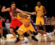 Kobe Bryant Game Worn Nike Basketball Shoes (Nets Equipment Staff LOA, Unique Size Variation)