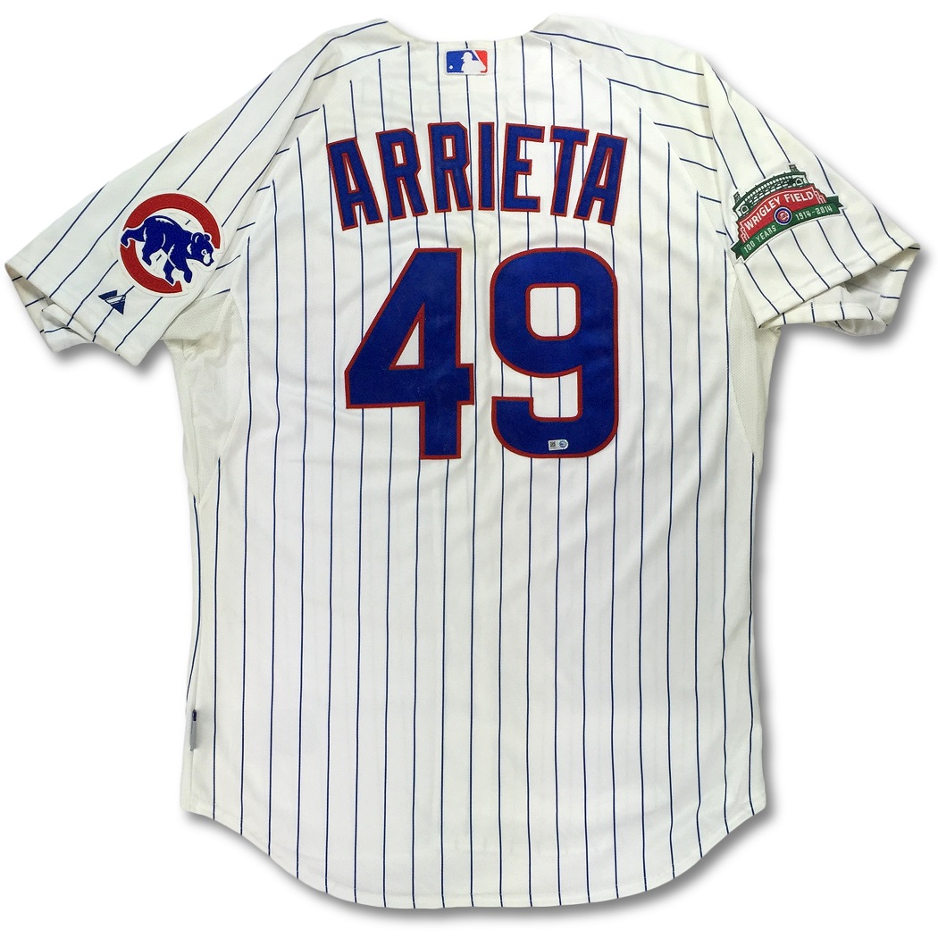 Lot Detail - Jake Arrieta 2014 Chicago Cubs Game Worn Jersey - 1st Career  Shutout, Complete Game One Hitter (MLB Auth)