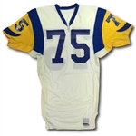 Irv Pankey 1985 Los Angeles Rams Game Used Jersey - Great Use, Repairs, Custom Collar