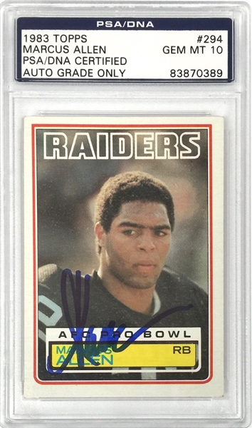 1983 Topps Marcus Allen Signed Rookie Card - PSA Gem Mint 10 Auto