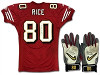 Jerry Rice 1998 49ers Game Used & Signed Jersey w/gloves - Season Long Use - 3 Auto's (Meigray Photo Match LOA, PSA)