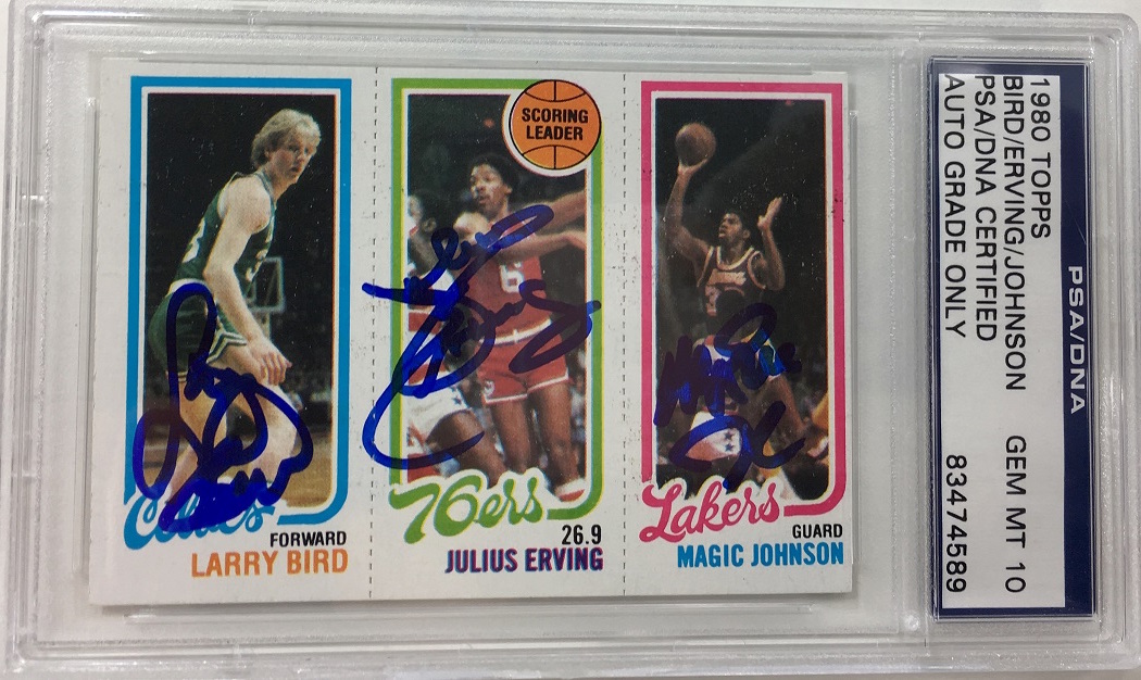 NBA L.Bird/J.Erving/M.Johnson リプリントカード 1980 Larry Bird Magic Johnson RC Julius Erving GEM MINT AUTO