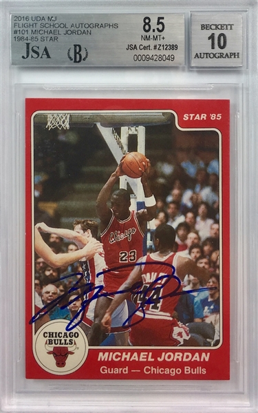 Michael Jordan 1984-85 Star #101 Signed Rookie Card - Rare UDA - Graded BGS 8.5 - GEM MINT 10 Auto