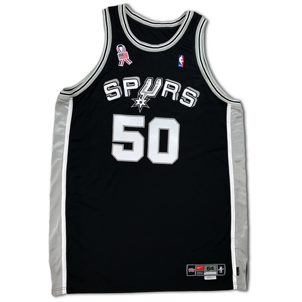 David Robinson 2001-02 San Antonio Spurs Game Used Jersey - 9/11 Ribbon Patch