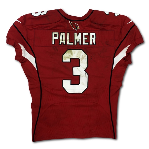 Carson Palmer 11/22/2015 Arizona Cardinals Game Used Road Jersey - 317 yds 4 TDs! Photo Matched (RGU,PSA/NFL)