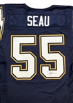 Junior Seau 2002 San Diego Chargers Game Used & Signed Home Jersey - 9 Games! 13 Repairs, Photo Match