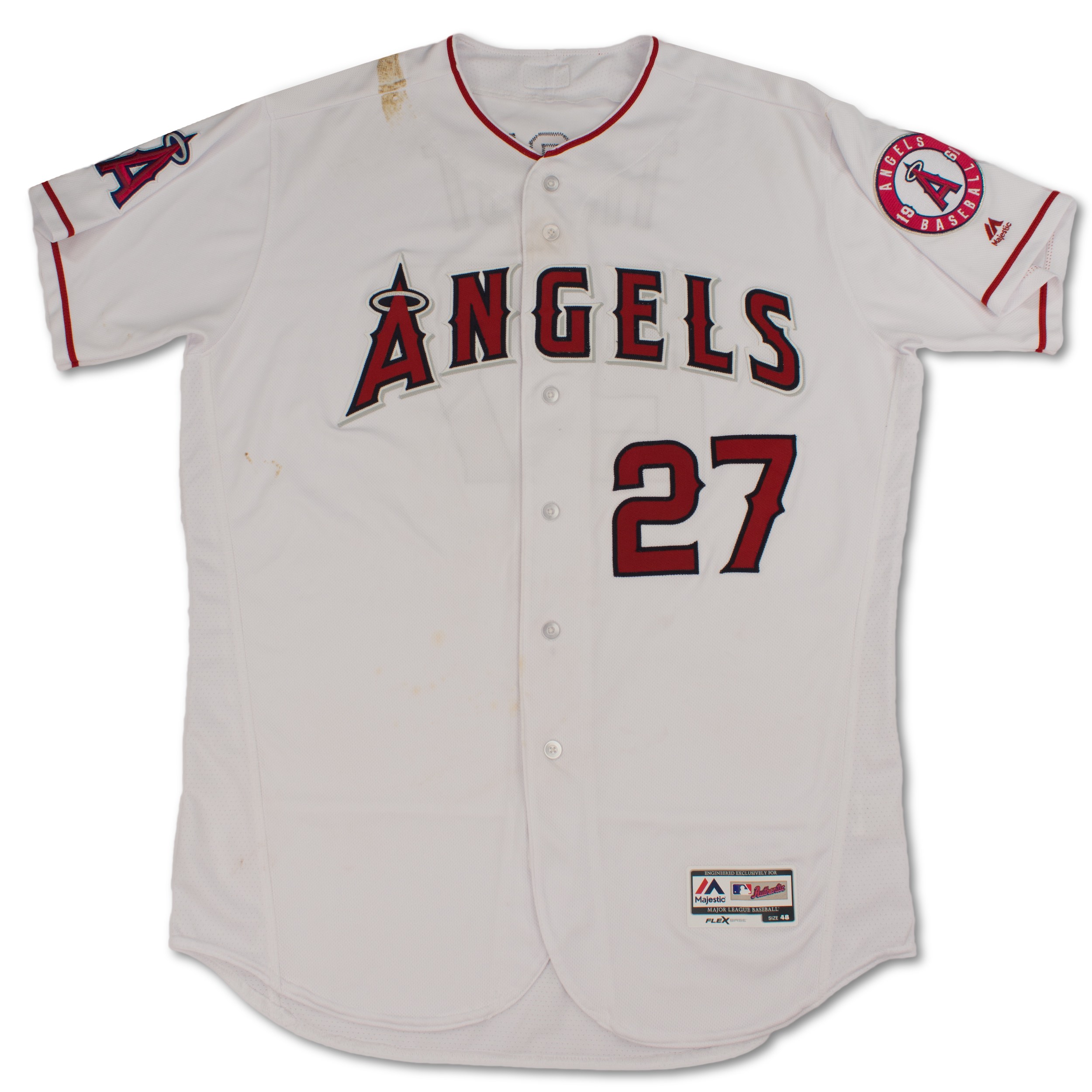 Mike Trout Game-Used 2 Home Run Alternate Red Jersey