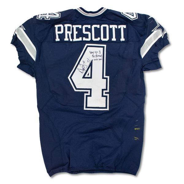 Dak Prescott 11/24/16 Dallas Cowboys Game Used & Signed Rookie Jersey - 2 TDs! Photo Match (RGU)
