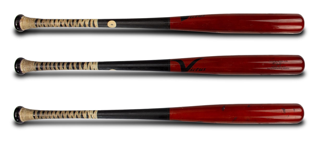 Bryce Harper 2016 Victus Custom Model AA6 Professional Model Bat - Pine Tar, "100" Emoji on Knob