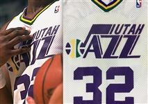 Karl Malone Photo Matched 1994-95 Utah Jazz Game Worn Home Jersey *RARE* - 25 Points 10 Rebs, Season Long Wear! (RGU LOA)