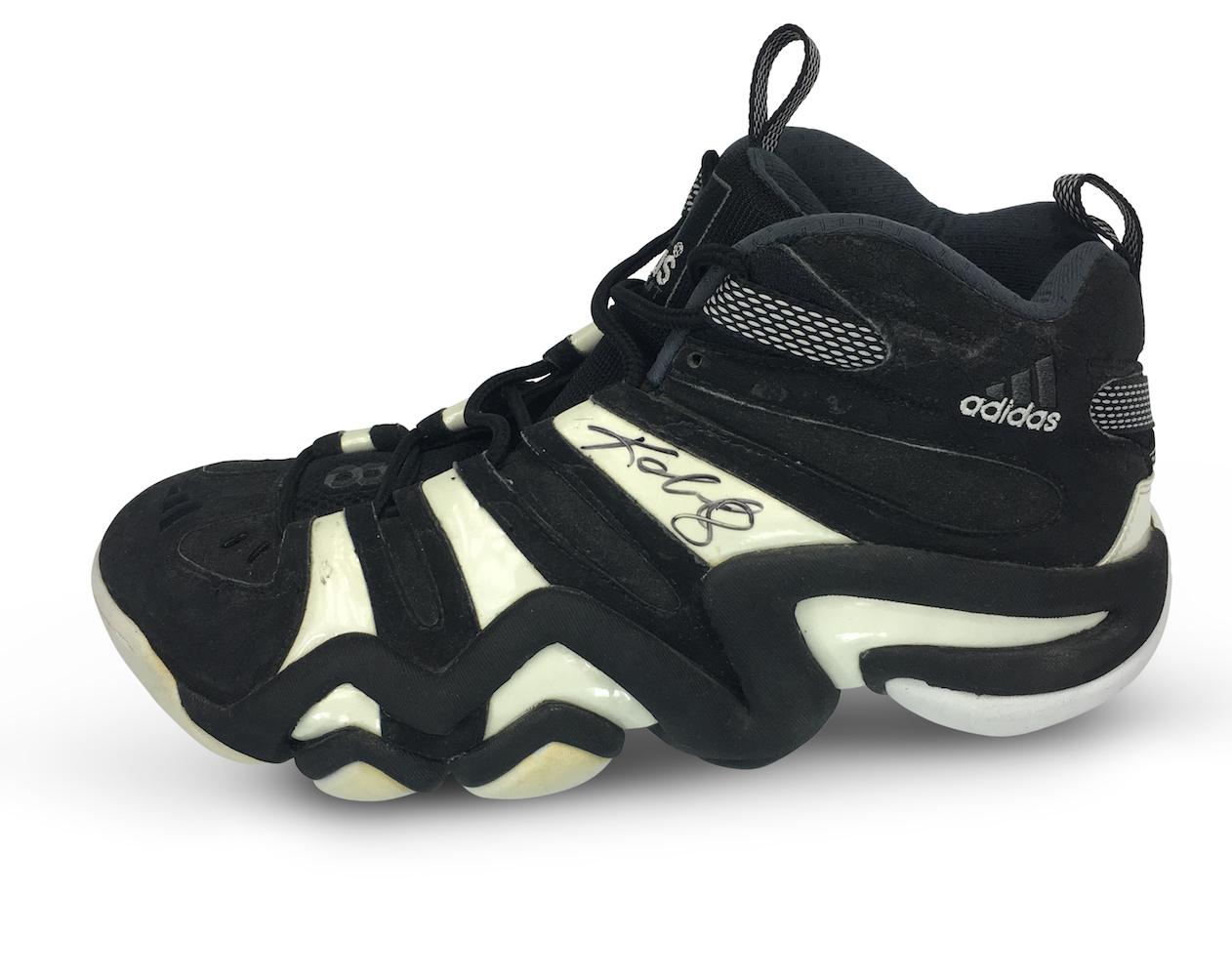 Lot - Kobe Bryant 1997-98 Game Worn & Signed Adidas Crazy 8 Sneaker - Rookie Era Signature (JSA)