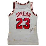 Michael Jordan 1990-91 Chicago Bulls Game Worn & Signed Home Jersey - Tremendous Wear, MVP Season, 1st NBA Title (JSA/MEARS A8)