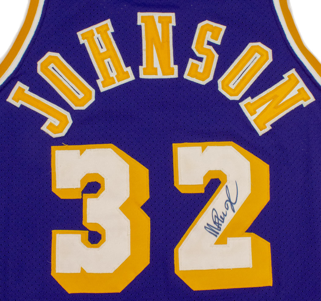 Magic Johnson Back Signed LA Lakers Home Jersey