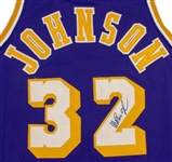 Magic Johnson 1980-85 Los Angeles Lakers Game Worn & Signed Road Jersey (MEARS A10)