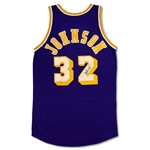 Magic Johnson 1980-85 Los Angeles Lakers Game Worn & Signed Road Jersey (MEARS A10)