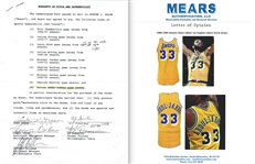 Kareem Abdul-Jabbar Los Angeles Lakers Game Worn Home Jersey - Excellent Wear (76ers Equipment Staff Letter/MEARS A9.5)