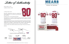 Jerry Rice 1992 San Francisco 49ers Game Worn & Signed Jersey - Gifted to NBA Star Larry Johnson, Evident Use (PSA/MEARS A10)
