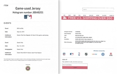 David Ortiz Photo Matched 9/22/2016 Boston Red Sox Game Worn & Signed Road Jersey (Fanatics/Resolution/MLB Auth)