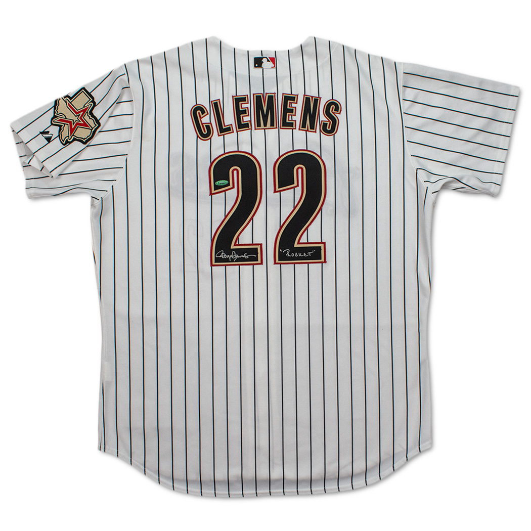 Roger Clemens Autographed Houston Astros 05 WS Jersey Inscribed Cy 7,  Rocket, 354 W/4672 K