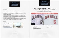 Albert Pujols Photo Matched 8/30/16 Game Worn & Signed Los Angeles Angels Home Jersey (Resolution/MEARS A10/MLB Auth)