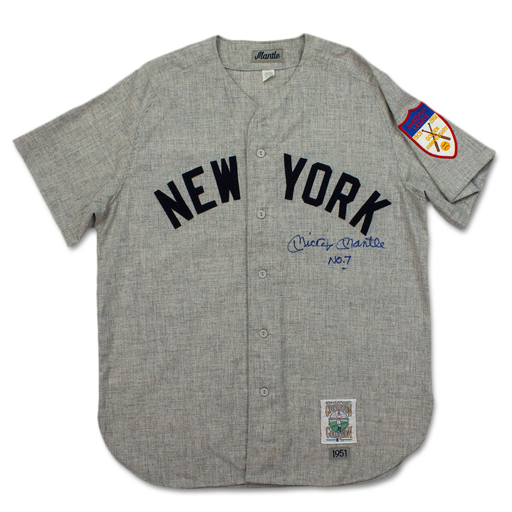 Lot Detail - Mickey Mantle Signed & Inscribed Authentic Throwback New York  Yankees Road Jersey (UDA/PSA)