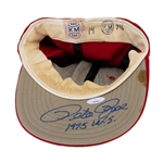 Pete Rose 1975 WORLD SERIES Game Worn, Signed & inscribed 1975 W.S. Cincinnati Reds Cap Given to Fan Following Game 7 (HA/JSA)