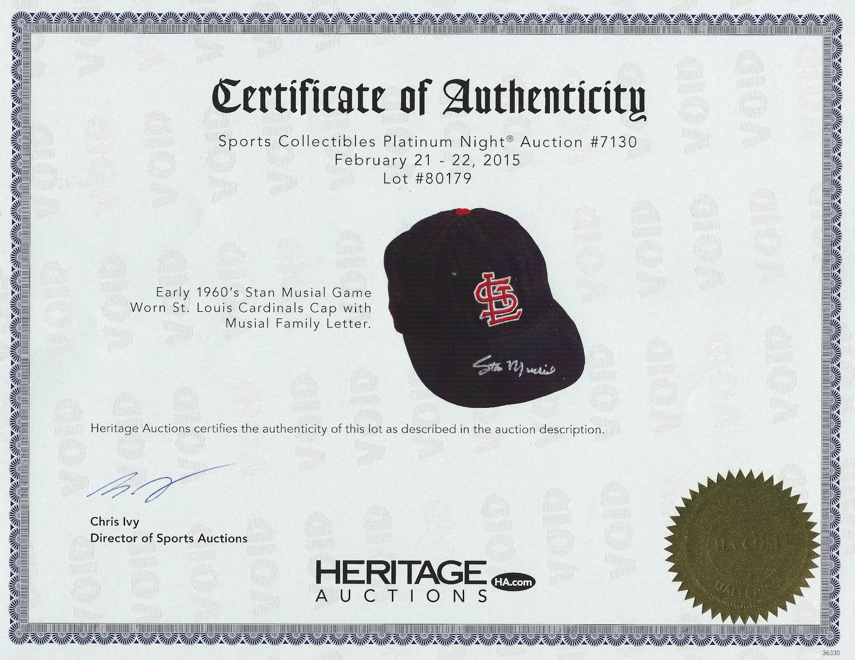 Lot Detail - 1956 Stan Musial St. Louis Cardinals Game-Used