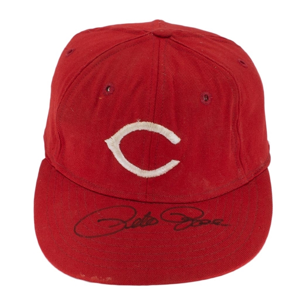 Pete Rose 1960s Cincinnati Reds Game Used & Signed Cap (JSA)