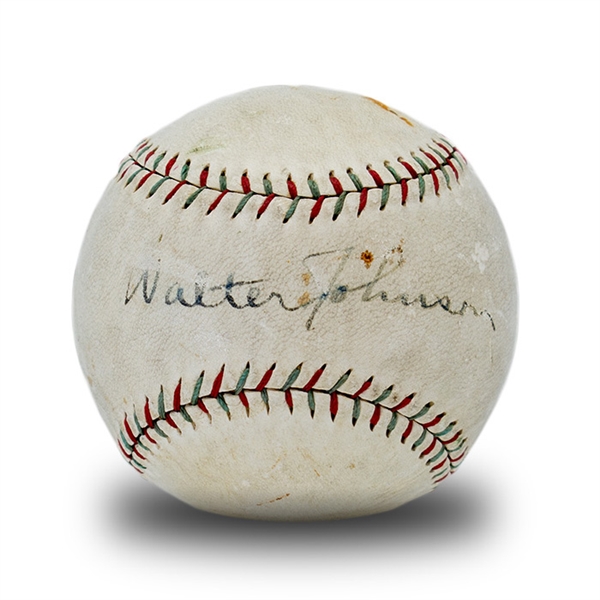 Walter Johnson Single Signed Official League Spalding Cork Center Baseball w/PSA 6 Signature (PSA/DNA 5.5 Overall/SGC)