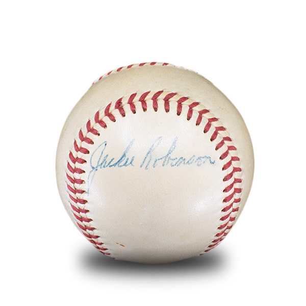 Jackie Robinson Single Signed Official League Spalding Baseball - PSA 8 Autograph Grade (Overall PSA 7 NRMT) 