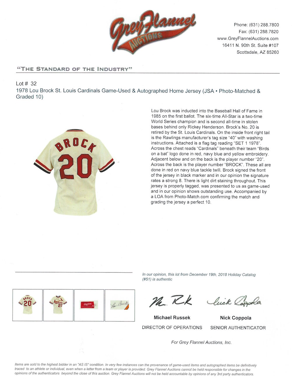 Lou Brock HOF 1985 Signed Majestic St. Louis Cardinals Jersey