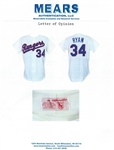 Nolan Ryan 1992 Texas Rangers Game Used Home Jersey (MEARS LOA)