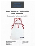 James Harden 2016-17 Houston Rockets Game Used Home Jersey - TRIPLE DOUBLE! PHOTO MATCHED (Resolution)