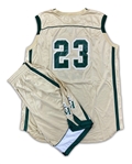 LeBron James St. Mary - St. Vincent Fighting Irish High School Game Used Gold Jersey & Shorts