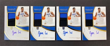 (4) Zion Williamson 2019-20 Panini Immaculate Rookie Auto Patch #'d to 99