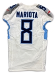 Marcus Mariota 2019 Tennessee Titans Game Used Jersey - 100th NFL Logo, 3 TD's! PHOTO MATCHED! (RGU) 
