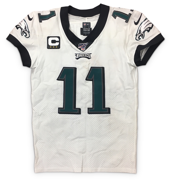 Carson Wentz 2019 Philadelphia Eagles Game Used & Autographed Jersey - 100th NFL Patch, 2 TDs! PHOTO MATCHED! (RGU LOA)