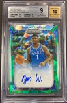 Zion Williamson 2019-20 Panini Prizm Draft Picks Green Cracked Ice Auto #d 4/18 graded BGS 9 Mint