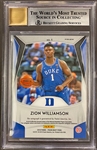 Zion Williamson 2019-20 Panini Prizm Draft Picks Green Cracked Ice Auto #'d 4/18 graded BGS 9 Mint