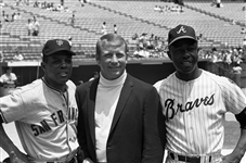 Hank Aaron 6/21/1969 Atlanta Braves Game Used Home Jersey - Iconic Aaron/Mantle/Mays Photo Match! A+ Original Condition (MEARS A10, Meigray,RGU)