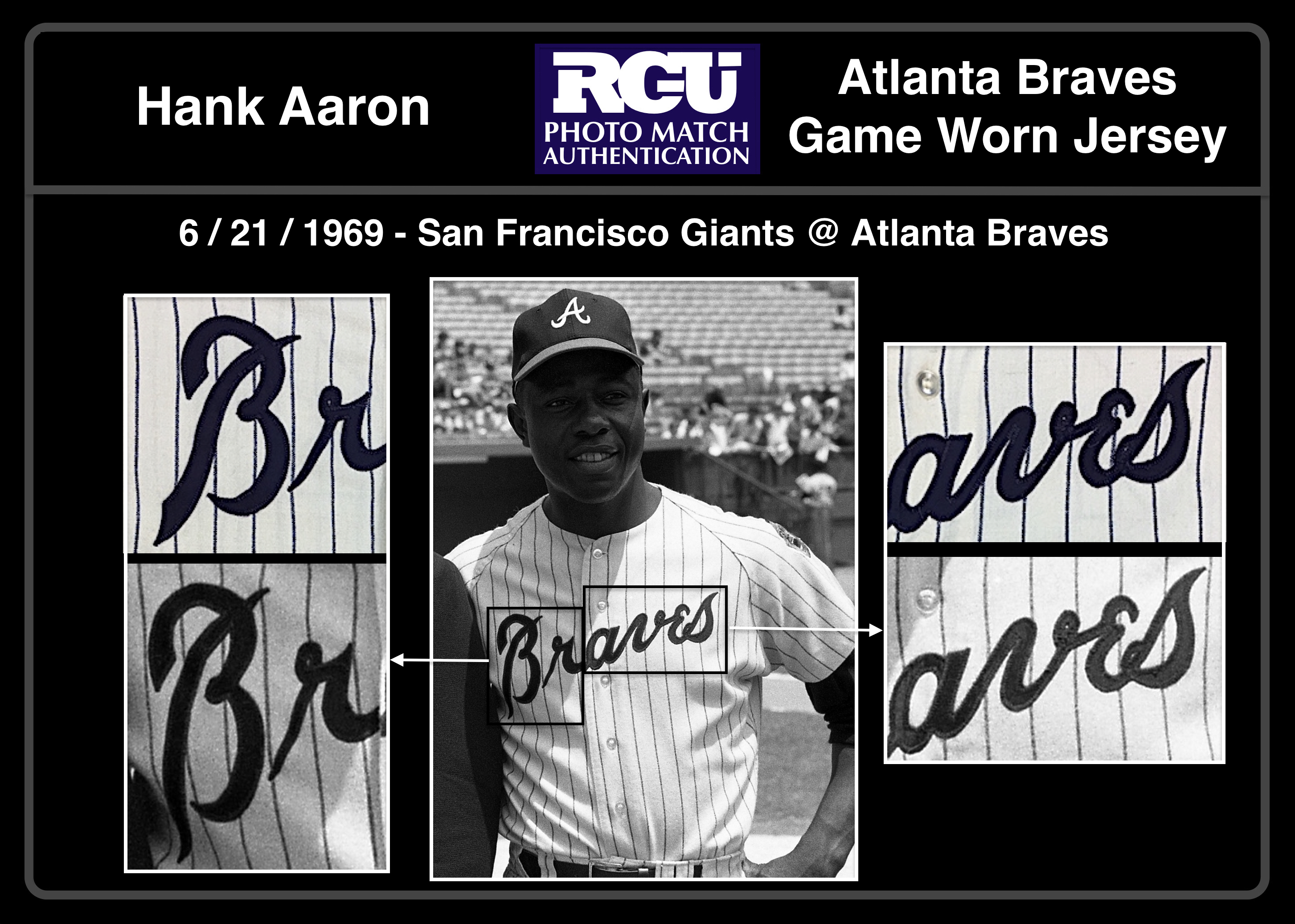Lot Detail - Hank Aaron 6/21/1969 Atlanta Braves Game Used Home