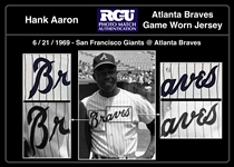 Hank Aaron 6/21/1969 Atlanta Braves Game Used Home Jersey - Iconic Aaron/Mantle/Mays Photo Match! A+ Original Condition (MEARS A10, Meigray,RGU)