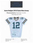 Aaron Rodgers 2016 Green Bay Packers Game Worn Jersey - Photo Matched to 2 Games! 782 Yards and 6 Touchdowns! Monster Stats!