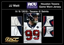 J.J. Watt 9/19/2019 Houston Texan Game Worn MNF Jersey - RGU Photo Matched (Athletes Club Co, RGU) Walter Payton, RCM & 100th Patch