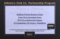 Deshaun Watson 10/21/18 Houston Texans Game Worn, Signed & Inscribed Jersey - Photo Matched (Athletes Club Co, RGU) Touchdown