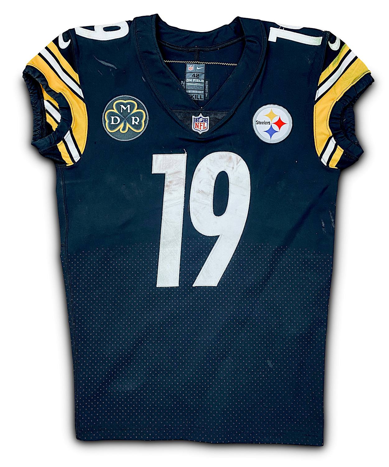 Lot Detail - JuJu Smith-Schuster 1/14/18 Pittsburgh Steelers Game Worn,  Signed & Inscribed ROOKIE Playoff Jersey - Photo Matched (Athletes Club Co,  RGU) DMR Patch