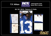 TY Hilton 9/22/2019 Indianapolis Colts Game Worn Home Jersey - Photo Matched (Athletes Club Co, RGU) 100th NFL Patch 