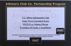 TY Hilton 9/22/2019 Indianapolis Colts Game Worn Home Jersey - Photo Matched (Athletes Club Co, RGU) 100th NFL Patch 