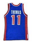 Isaiah Thomas 1992-93 Detroit Pistons Team Issued Signed Home Jersey (MEARS LOA, PSA)
