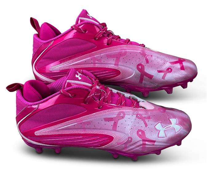 Julio Jones 10/23/16 Atlanta Falcons Game Worn "Jet Jones" Breast Cancer Awareness Cleats (ACC,Falcons COA)